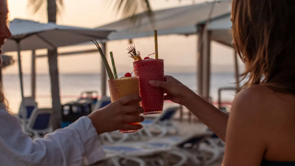 Cocktails at sunset on the beach