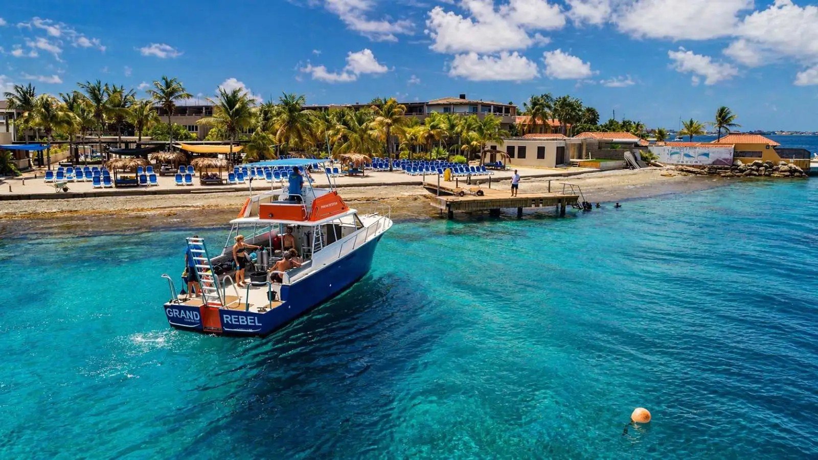 Eden Beach Resort Bonaire seen from the sea